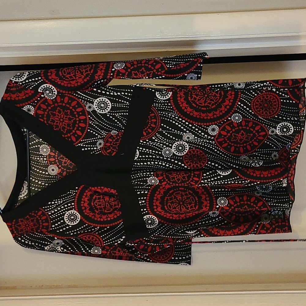 Multi color blouse with built in belt
